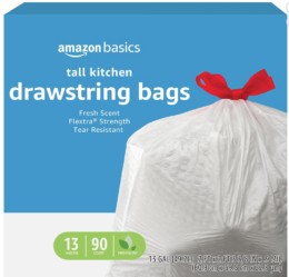 HOT! Amazon Basic Tall Kitchen Trash Bags 90 ct for $8.xx!